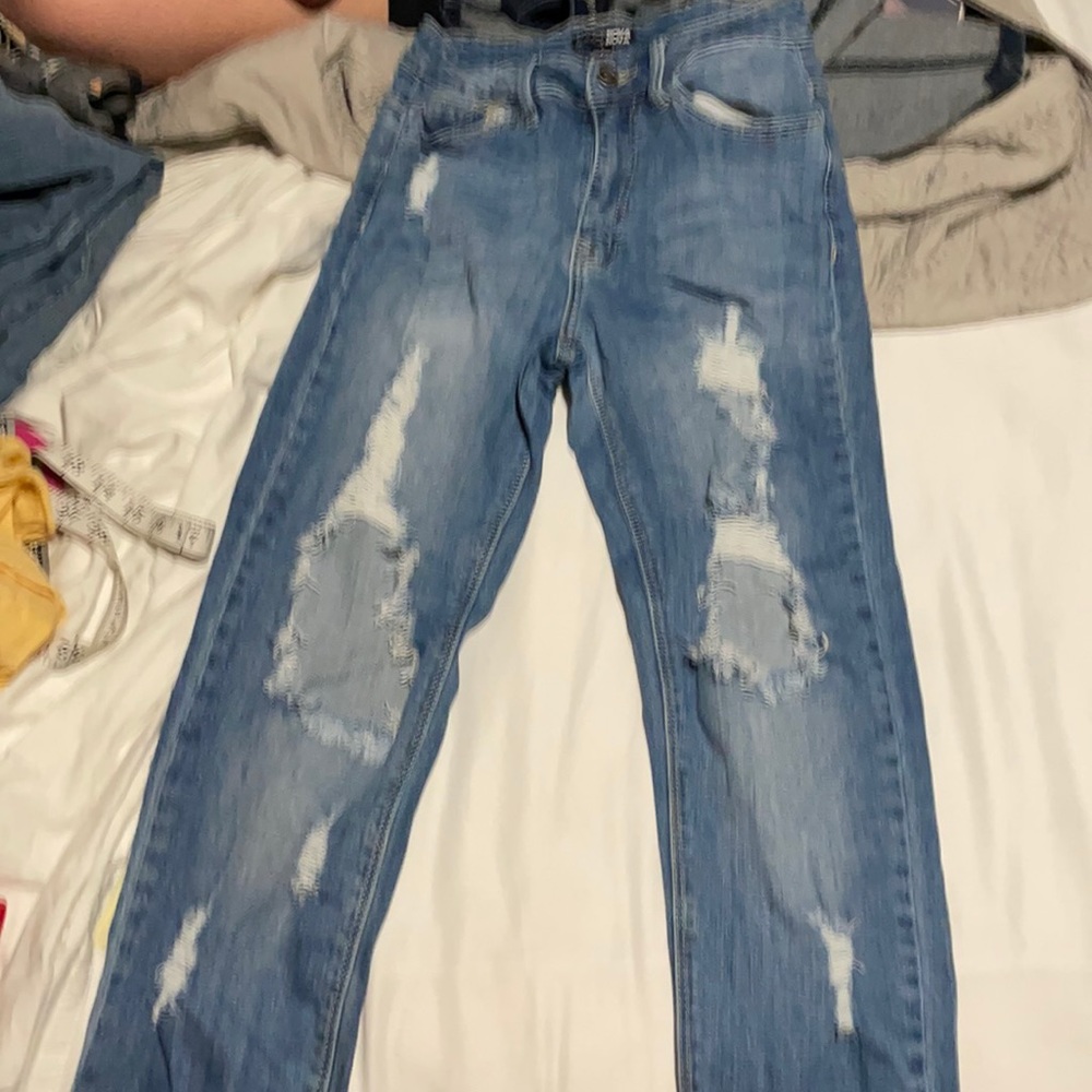 Blue Fashionova High Waisted Ripped Skinny Jeans